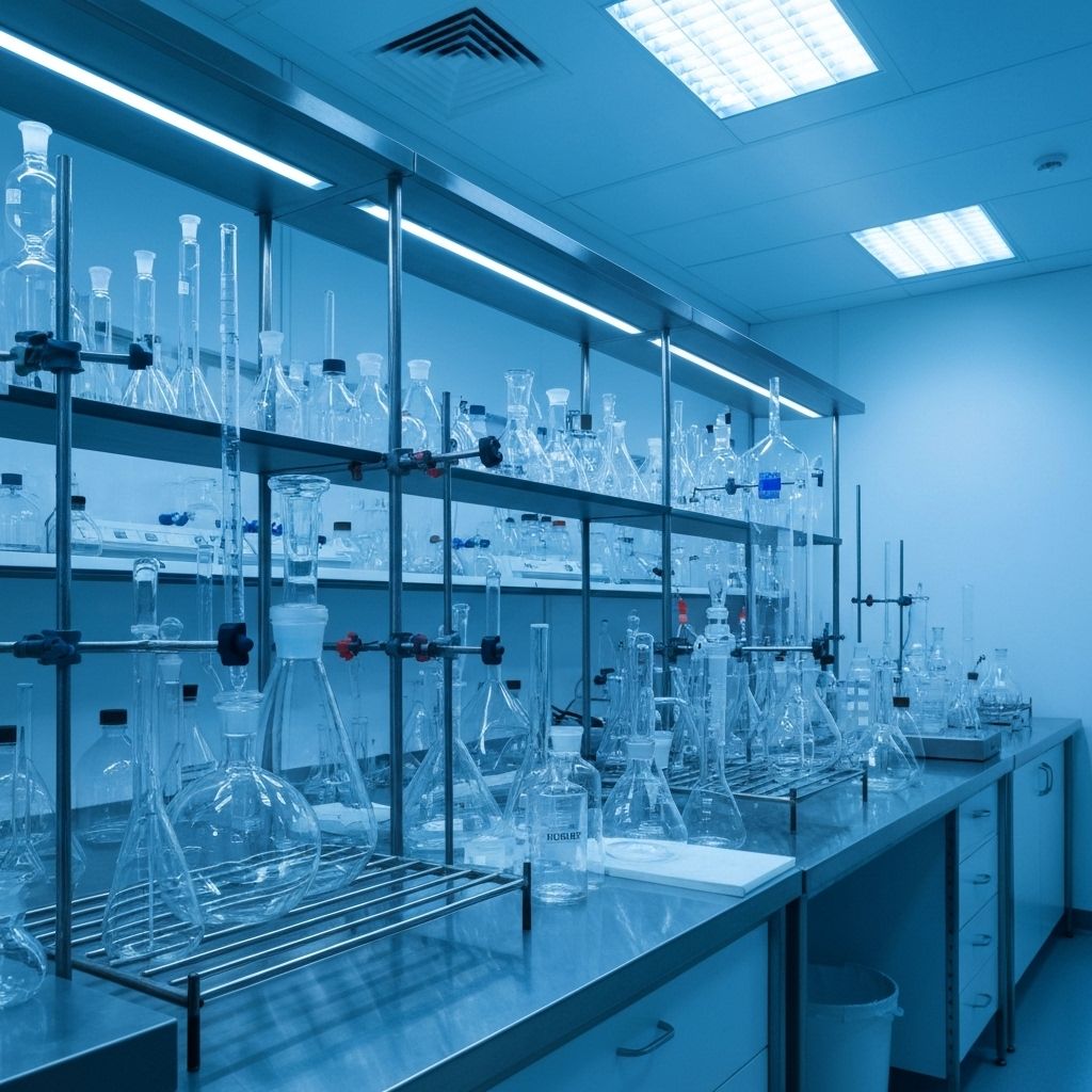 Modern pharmaceutical laboratory illustration